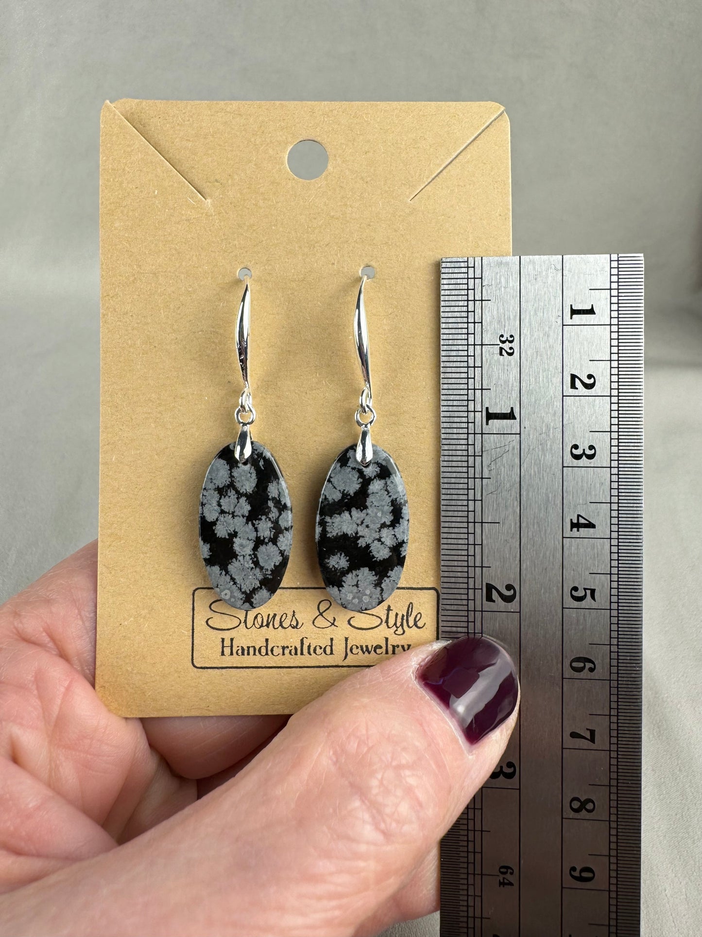 Snowflake Obsidian French Hook Earrings