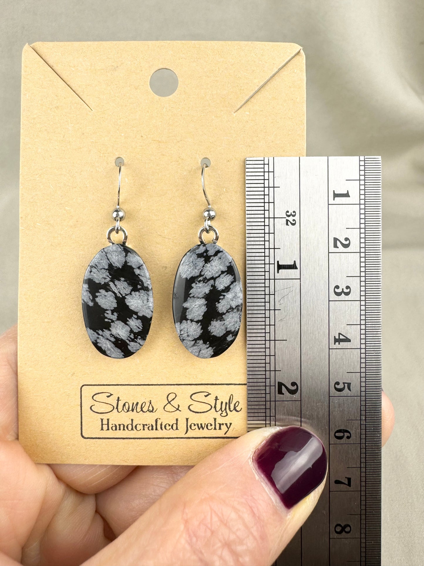 Snowflake Obsidian French Hook Earrings