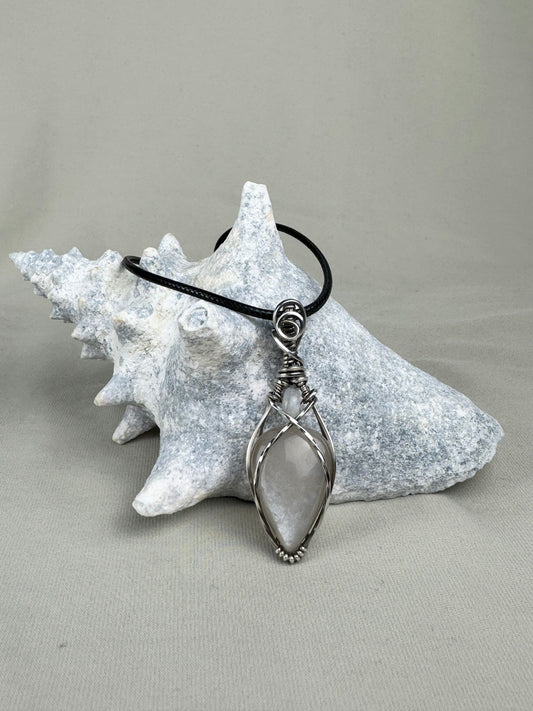 Grey Moonstone Pendant Necklace (Argentium Silver)