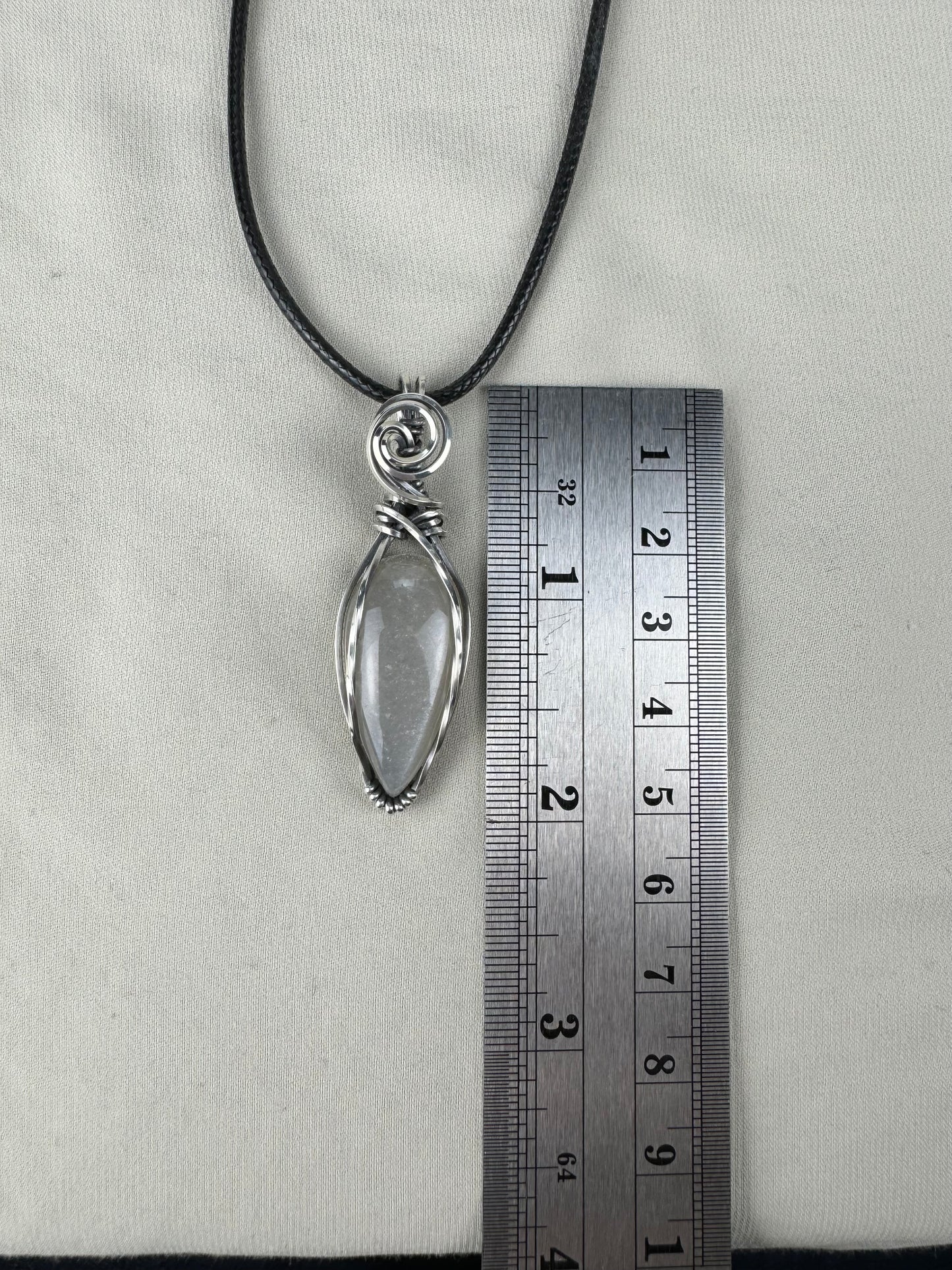 Grey Moonstone Pendant Necklace (Argentium Silver)