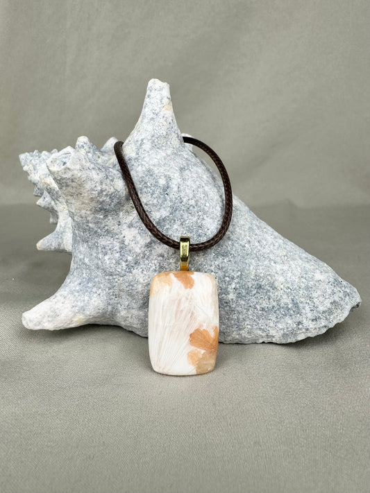 Peach Scolecite Pendant Necklace