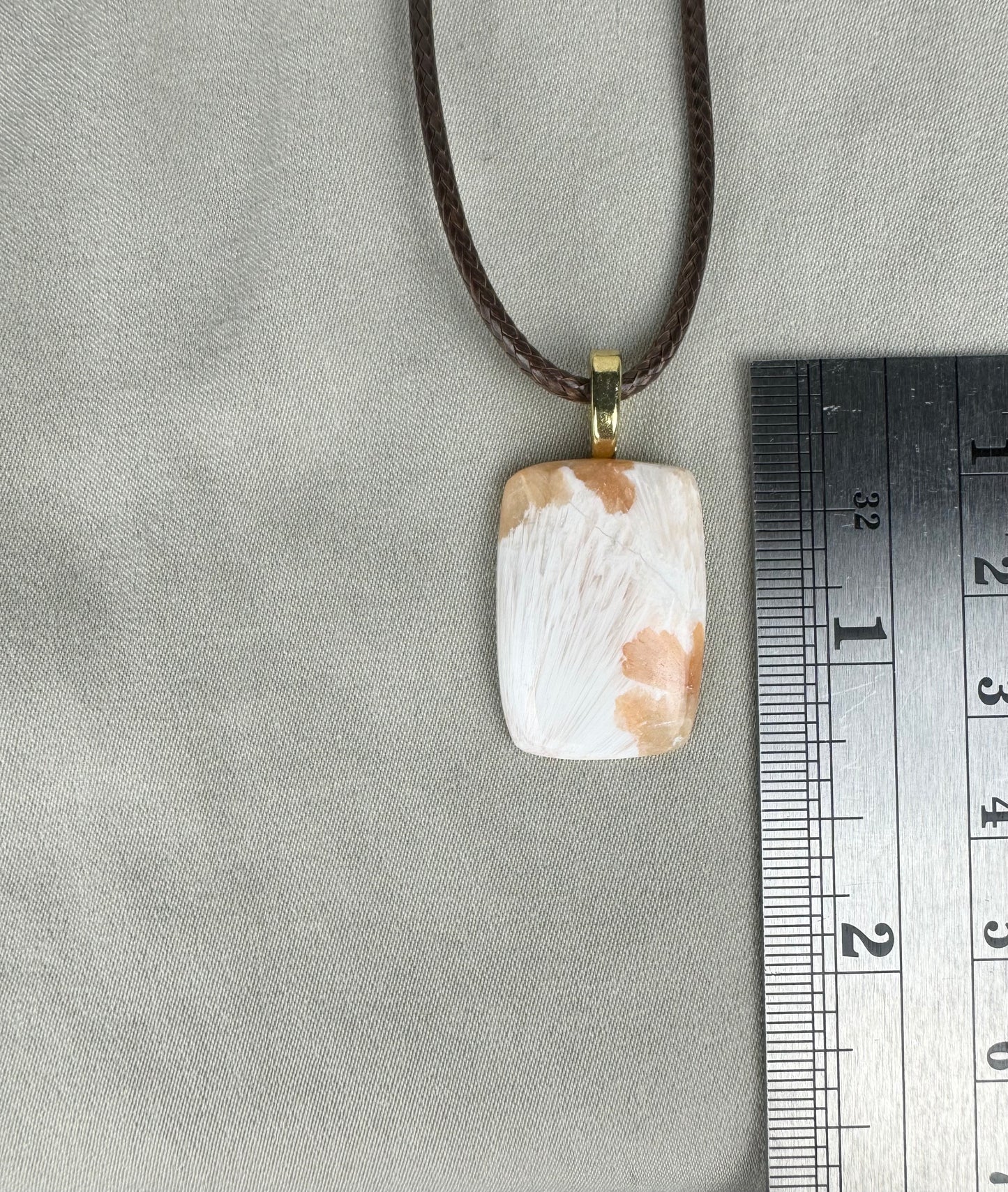 Peach Scolecite Pendant Necklace