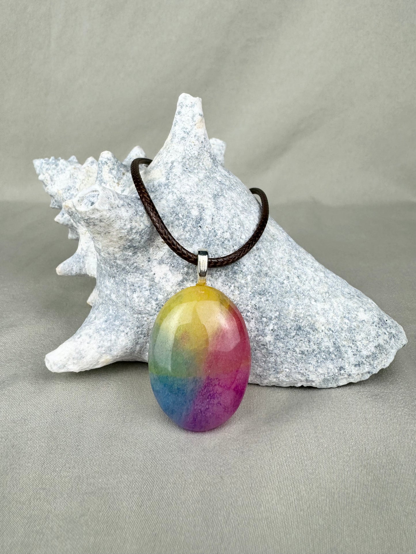 Dyed Rainbow Solar Quartz Pendant Necklace