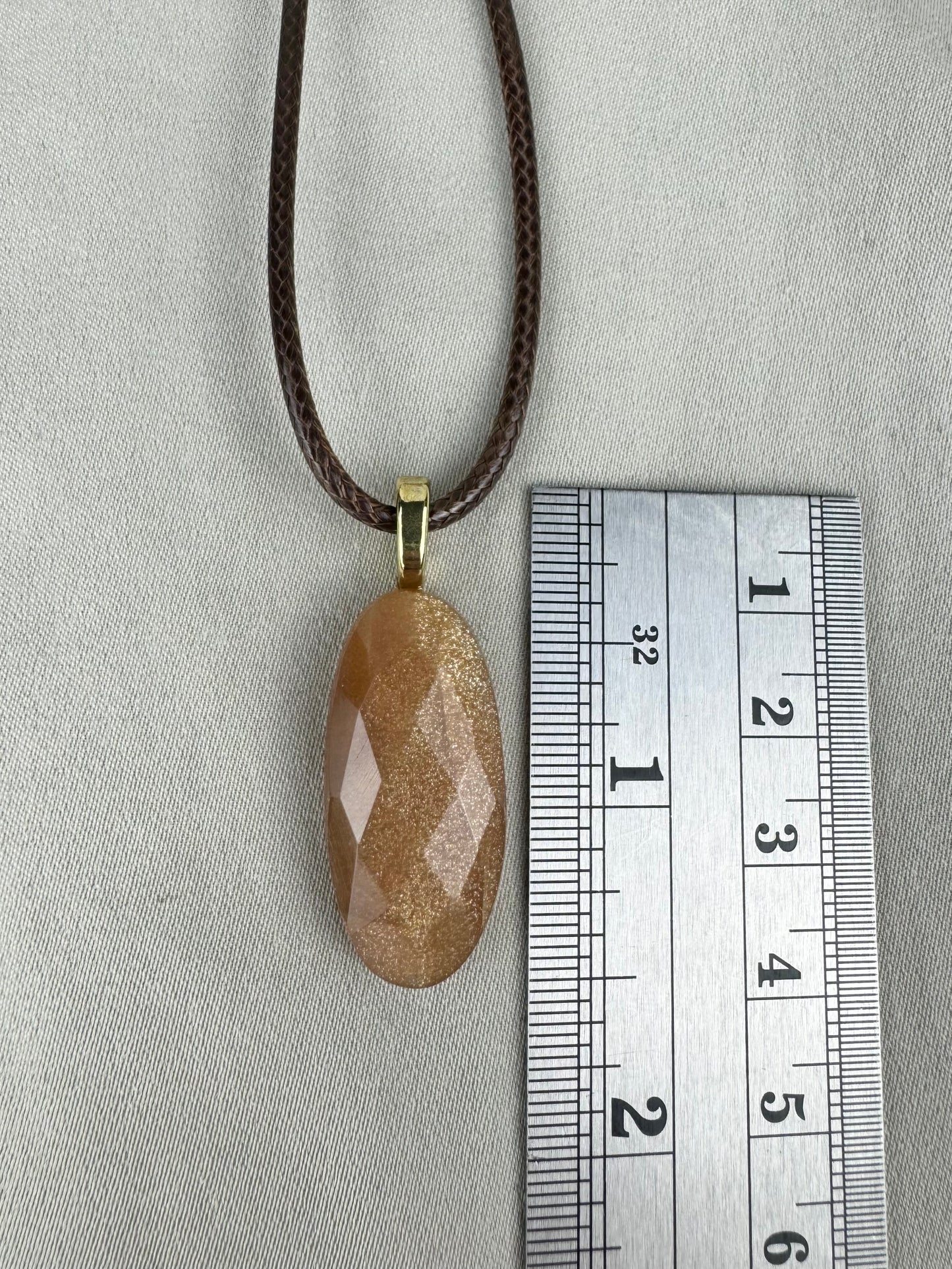 Faceted Peach Moonstone Pendant Necklace