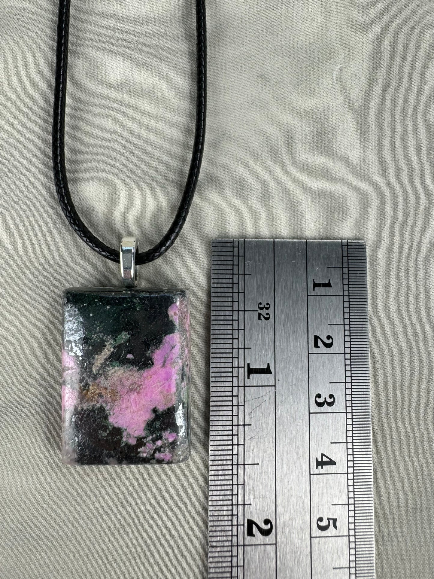 Pink Cobalt with Azurite Pendant Necklace