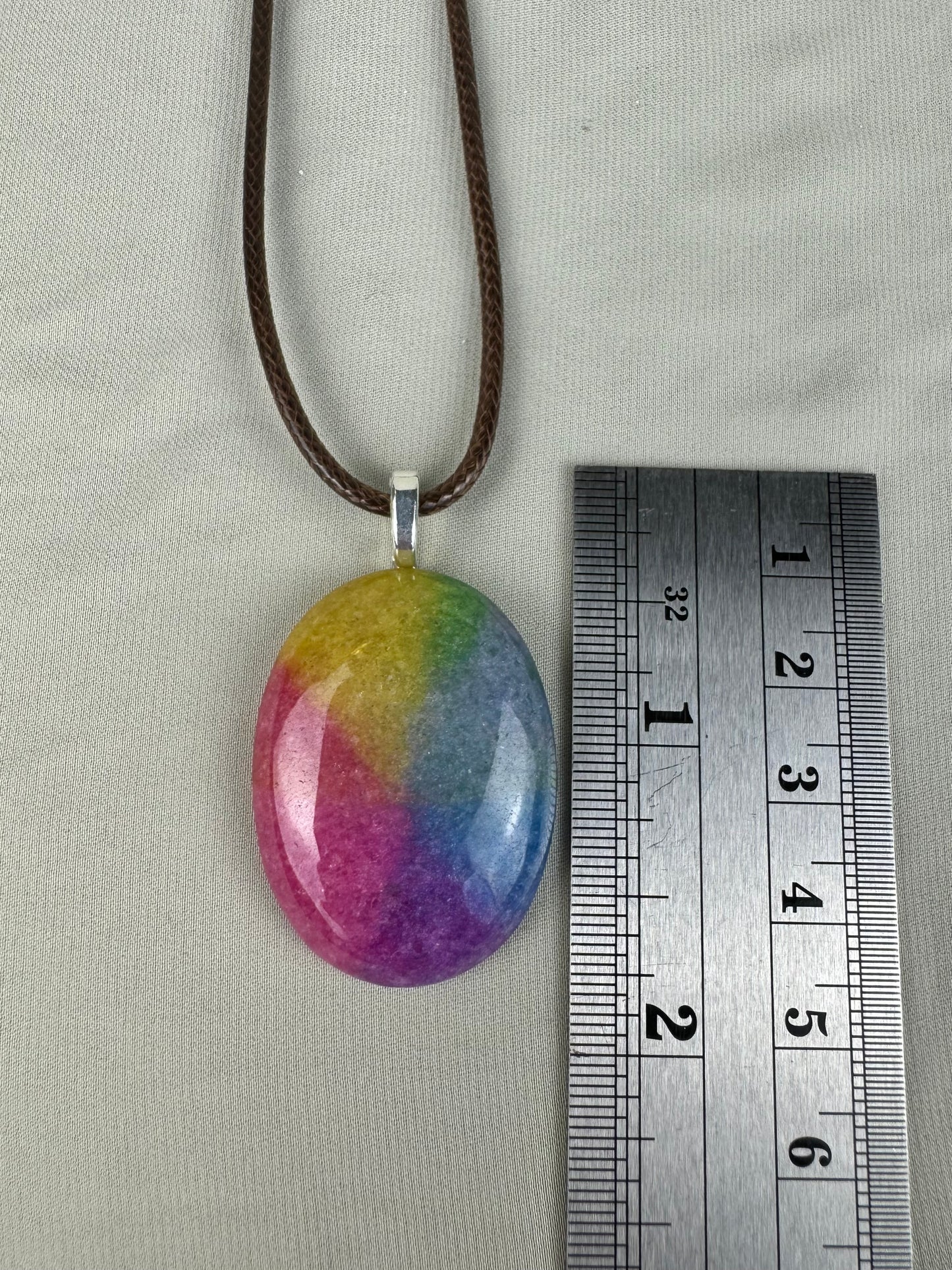 Dyed Rainbow Solar Quartz Pendant Necklace