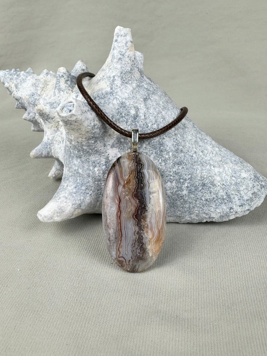 Crazy Lace Agate Pendant Necklace