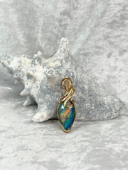 Aurora Opal Pendant Necklace