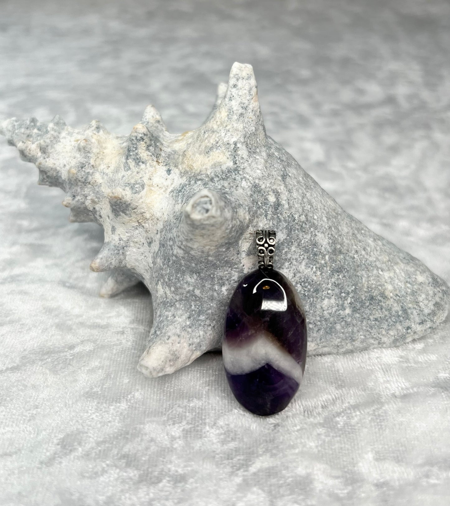 Chevron Amethyst Pendant Necklace