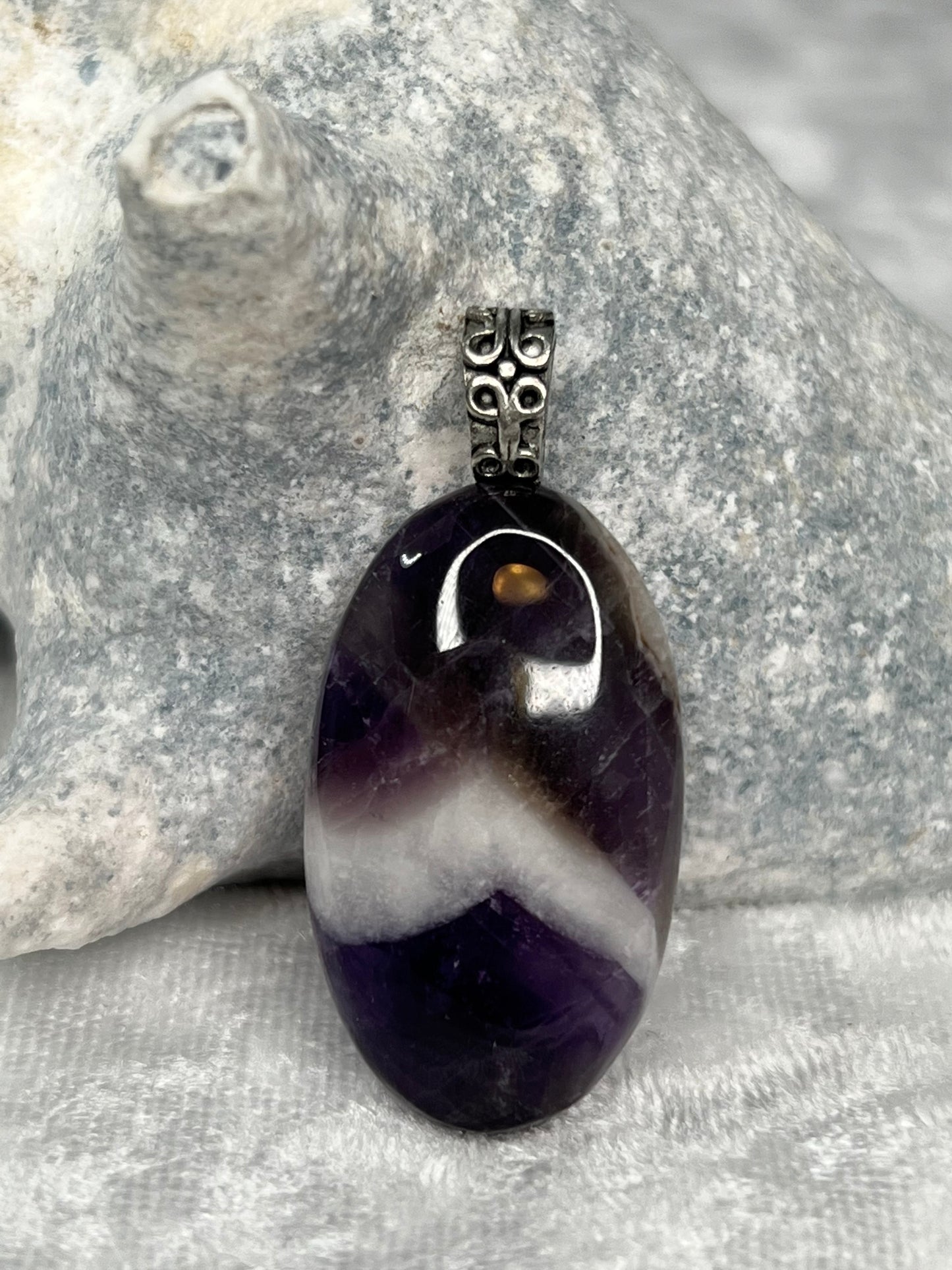 Chevron Amethyst Pendant Necklace