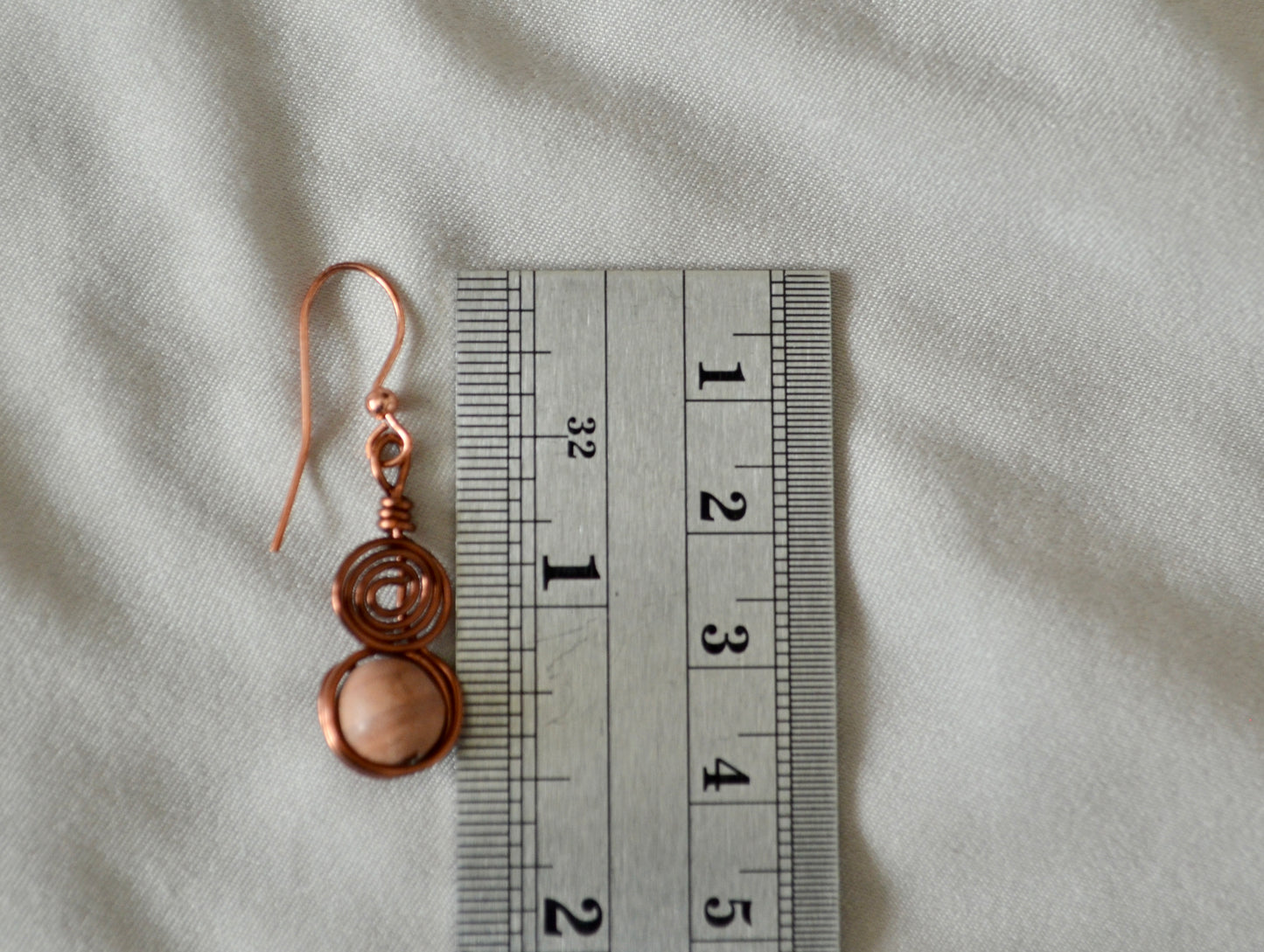 Copper Swirl Tan Hook Earrings