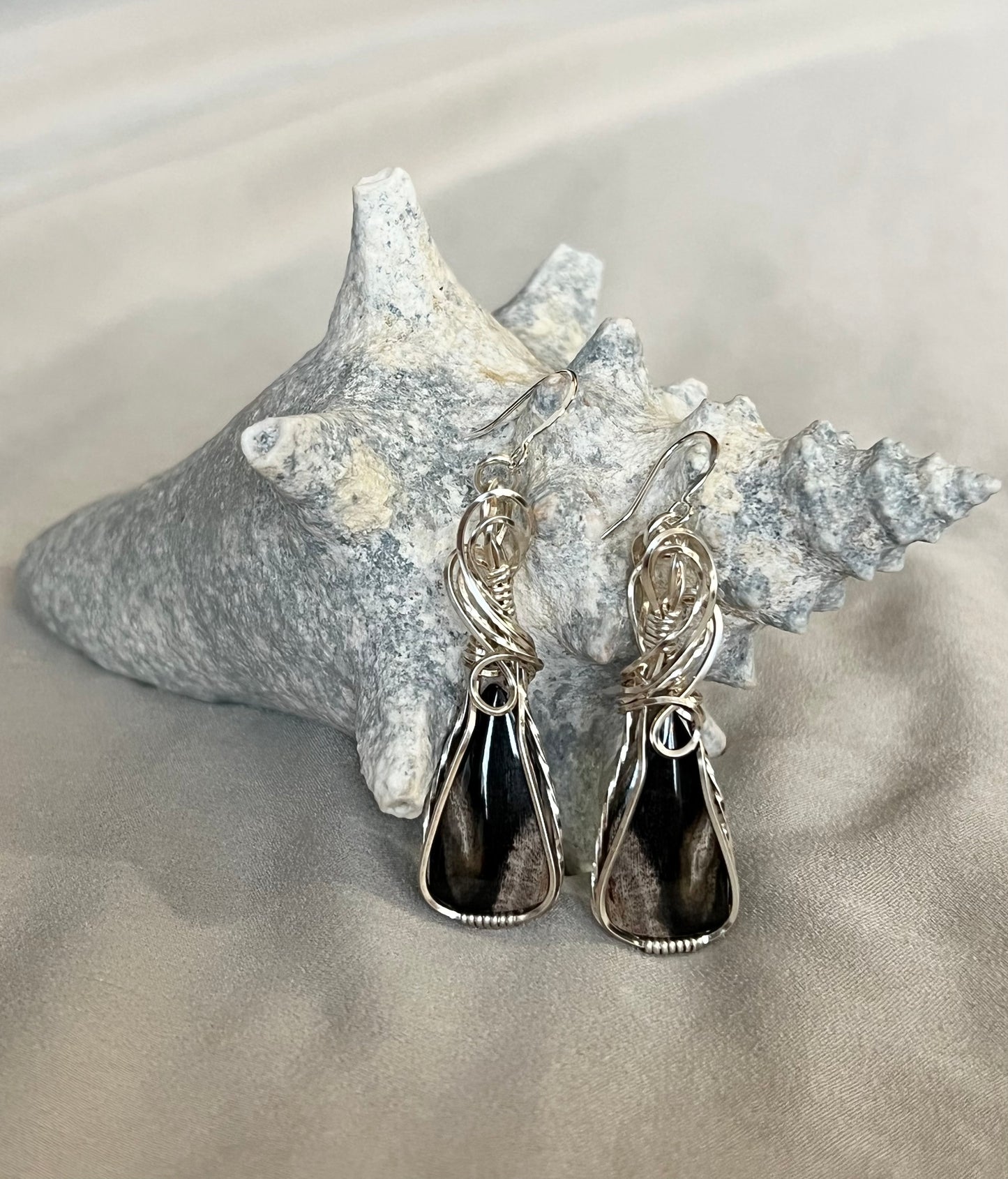 Petrified Wood French Hook Earrings