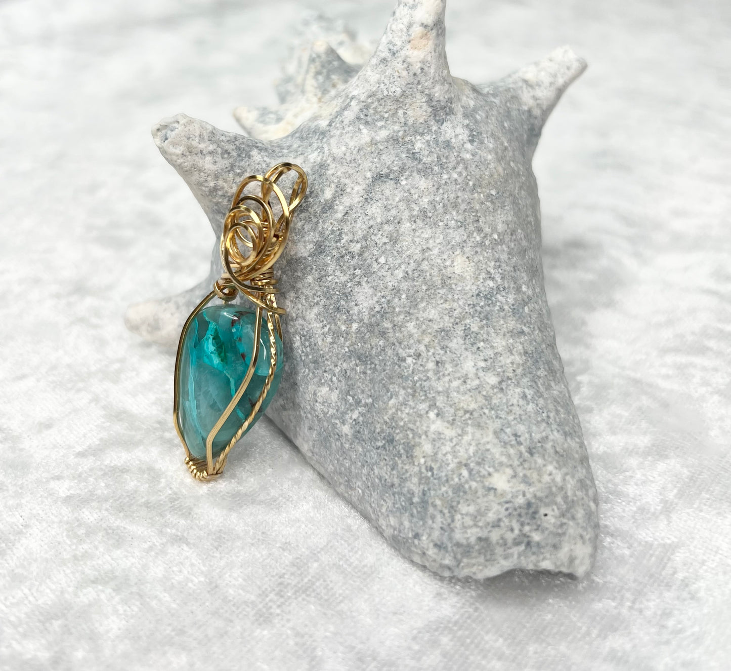 Chrysocolla Quartz Pendant Necklace