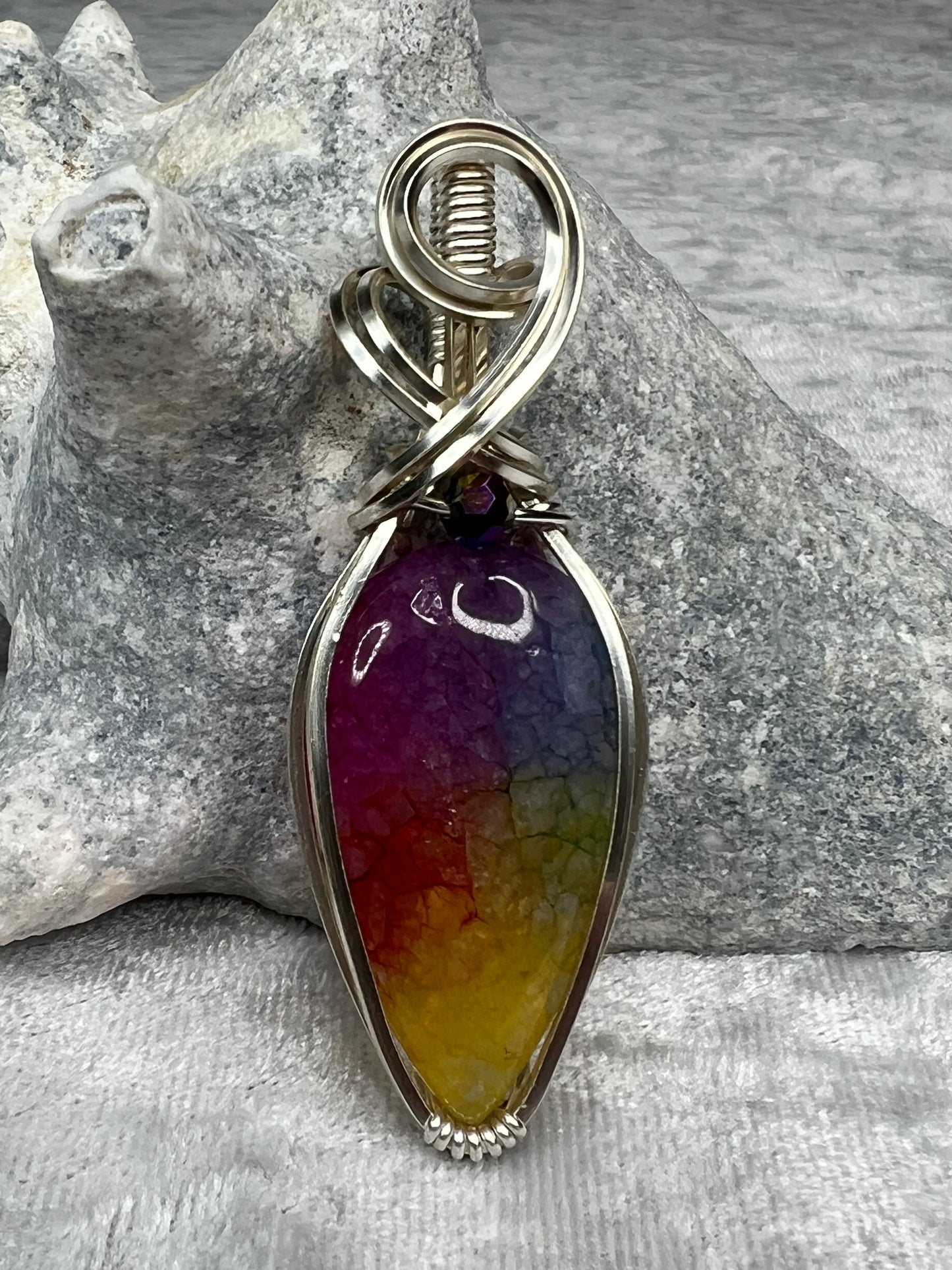 Dyed Solar Quartz Pendant Necklace