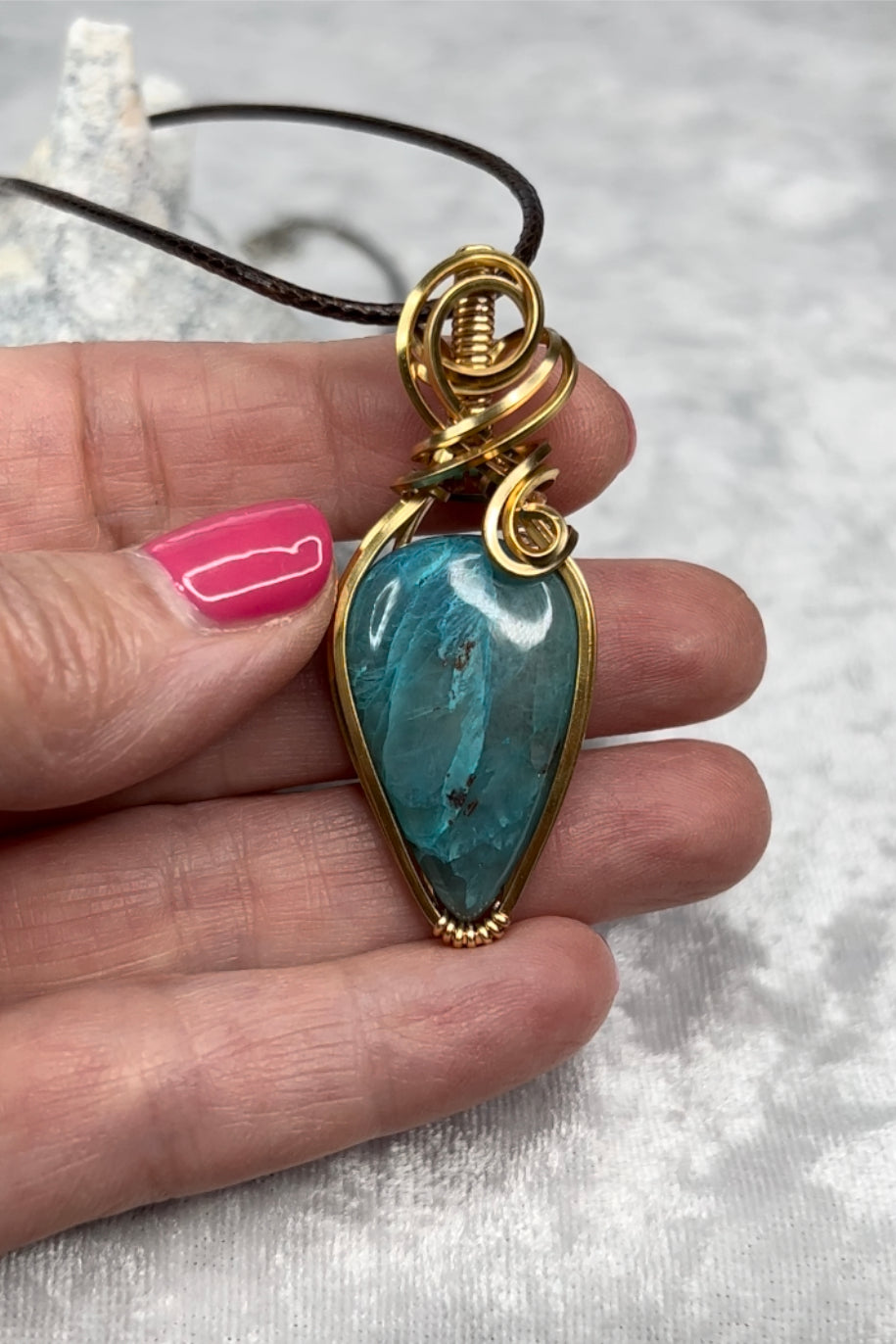 Chrysocolla Quartz Pendant Necklace