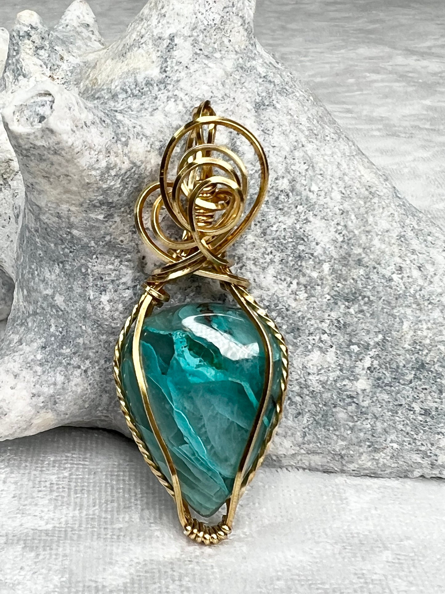 Chrysocolla Quartz Pendant Necklace