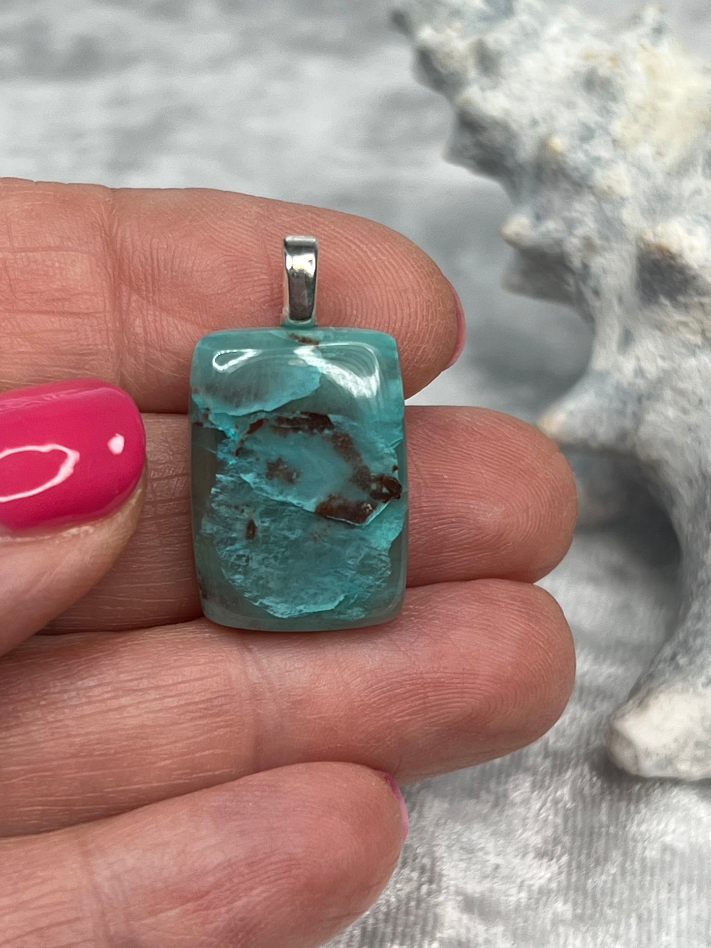 Chrysocolla Quartz Pendant Necklace