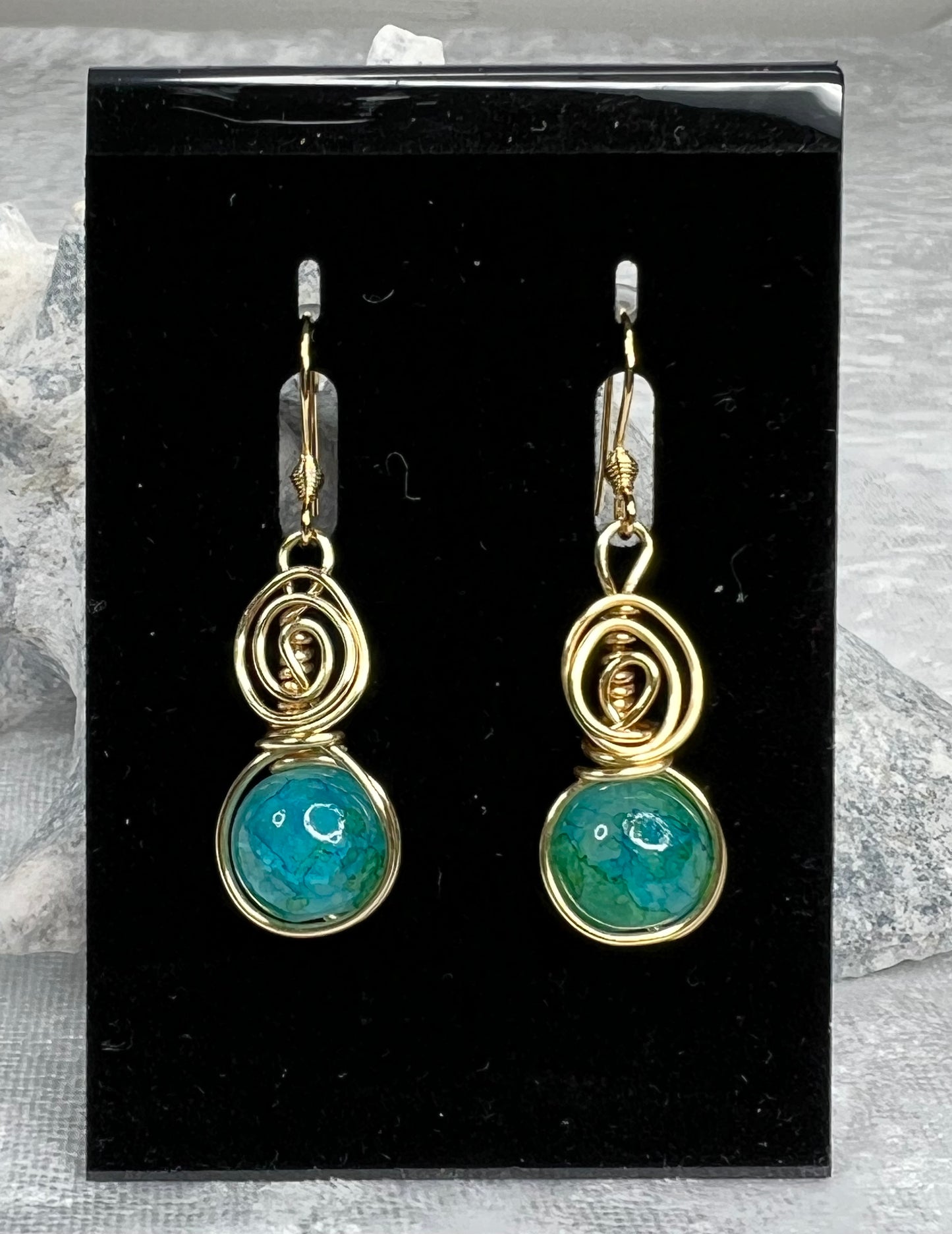 Turquoise/Green & Gold Earrings