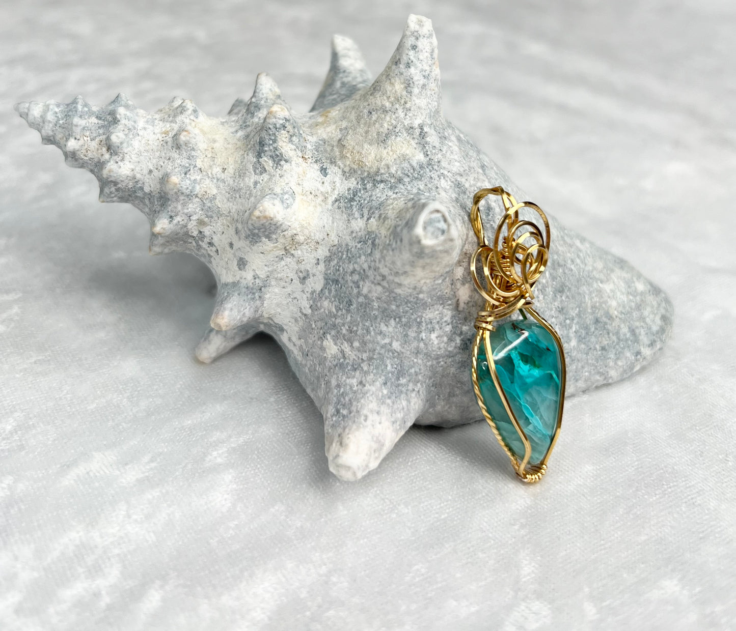 Chrysocolla Quartz Pendant Necklace