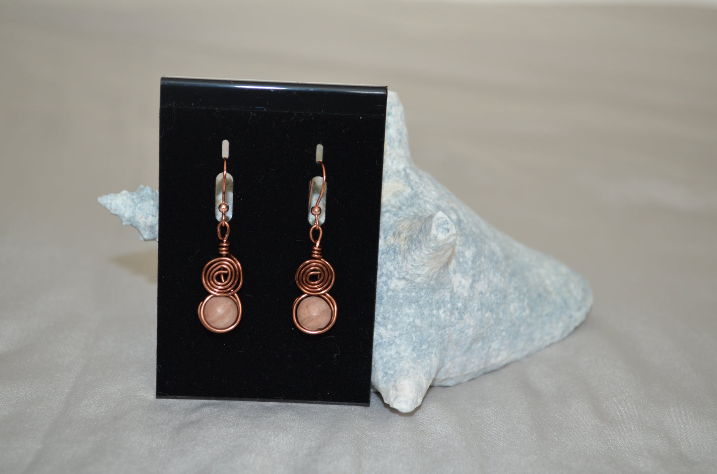 Copper Swirl Tan Hook Earrings