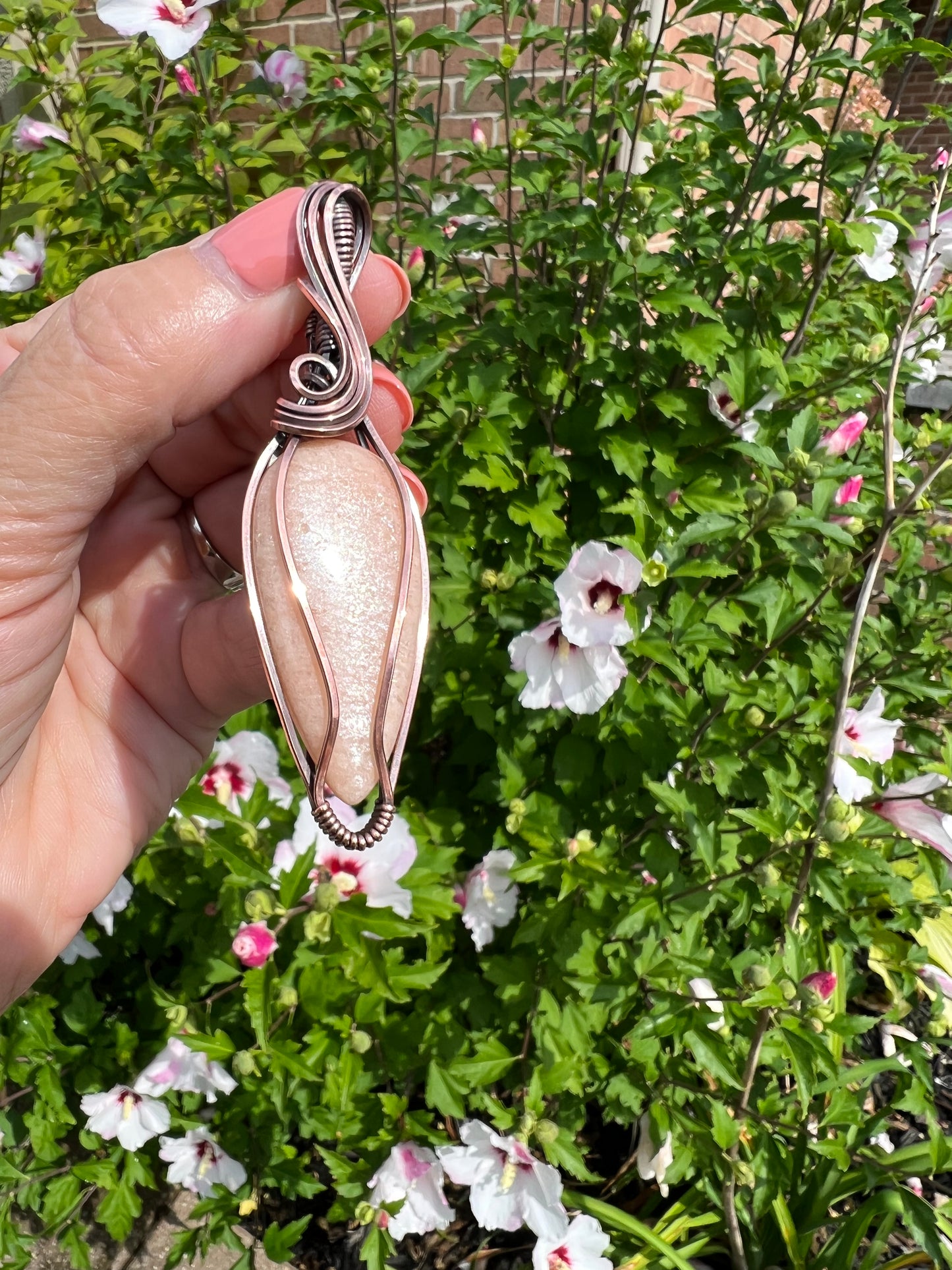 Peach Moonstone Pendant Necklace