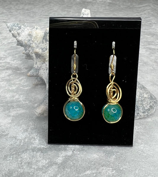 Turquoise/Green & Gold Earrings