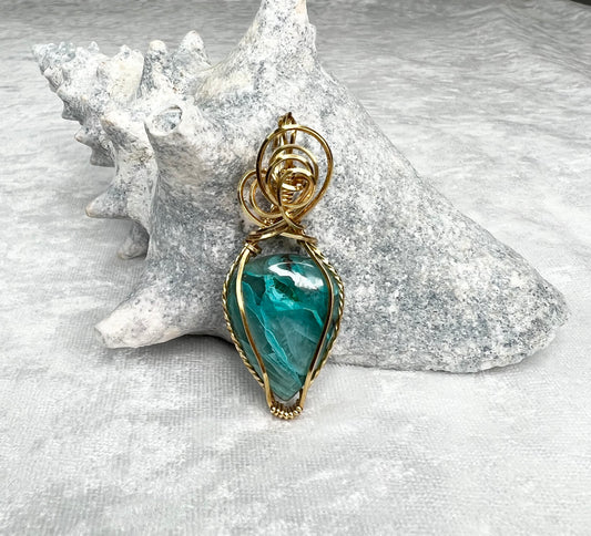 Chrysocolla Quartz Pendant Necklace