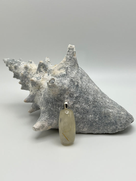 Golden Rutilated Quartz Pendant Necklace