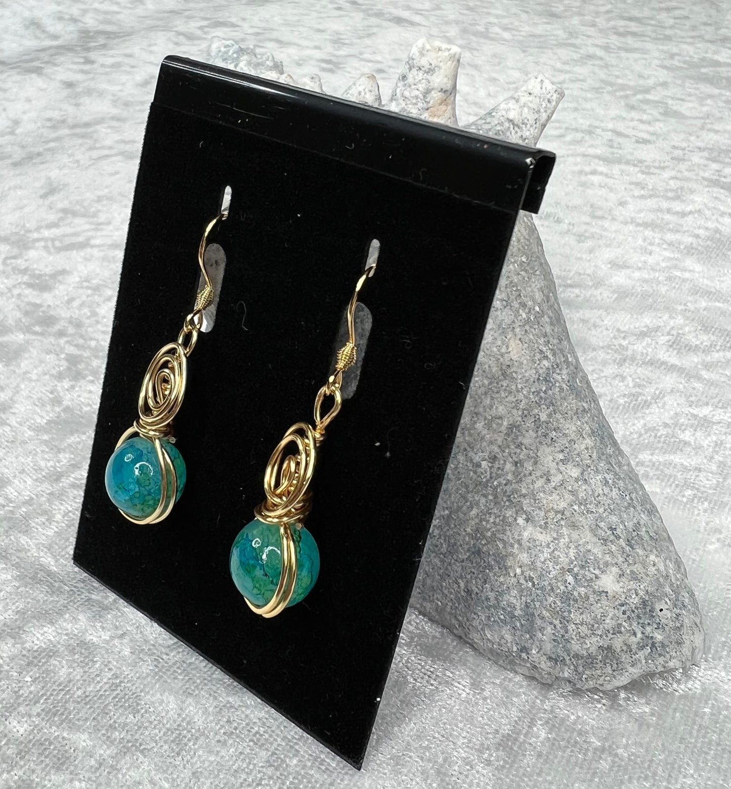 Turquoise/Green & Gold Earrings