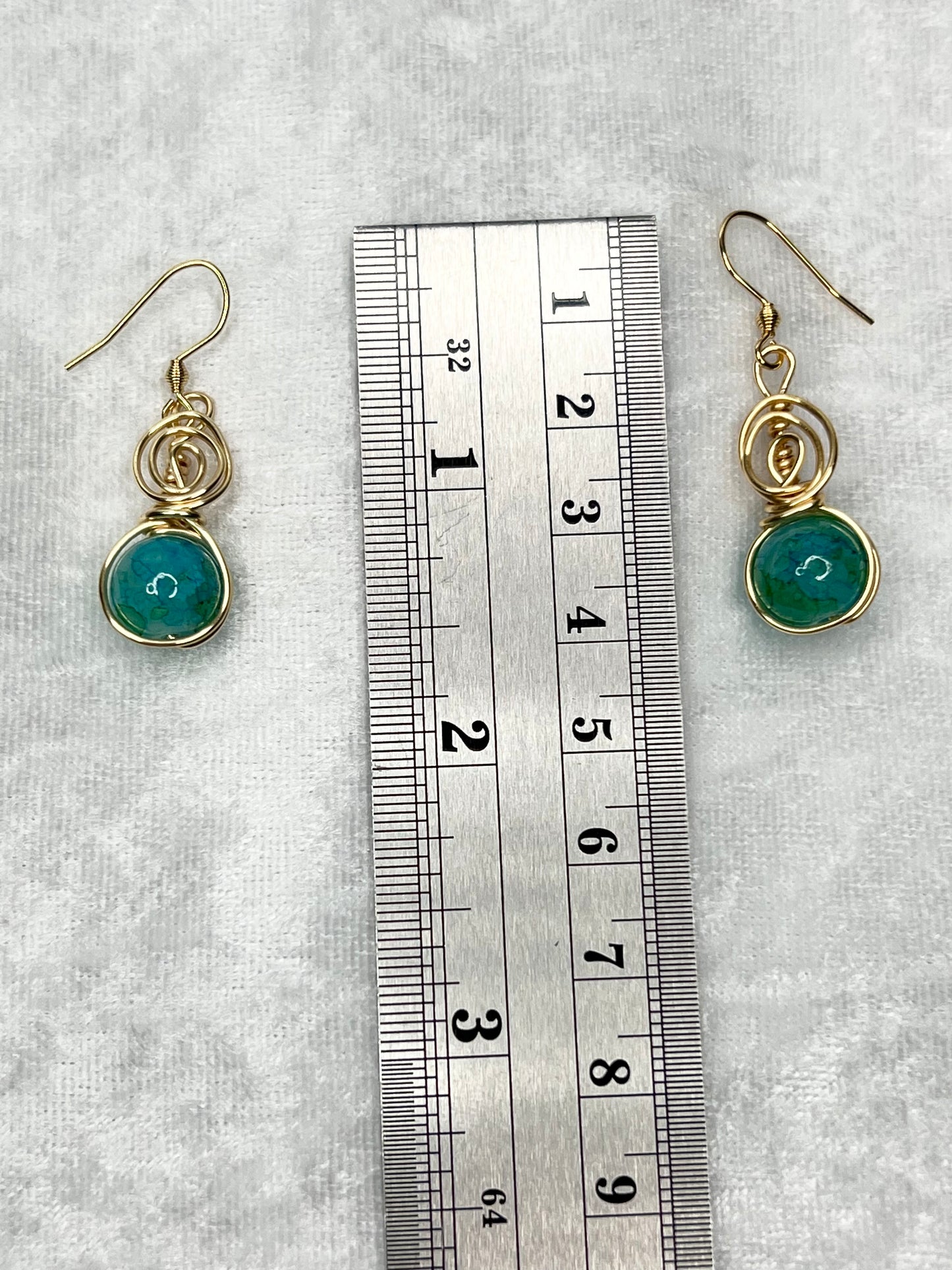 Turquoise/Green & Gold Earrings