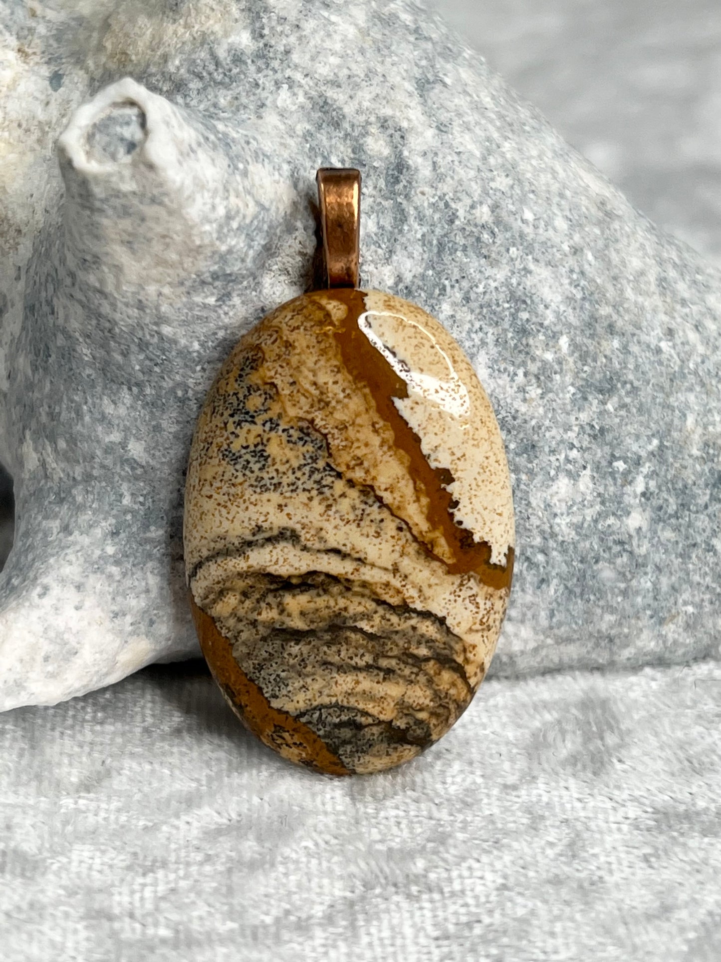 Picture Jasper Pendant Necklace