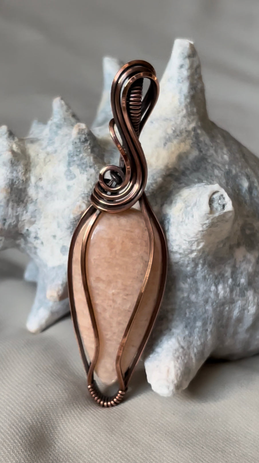 Peach Moonstone Pendant Necklace