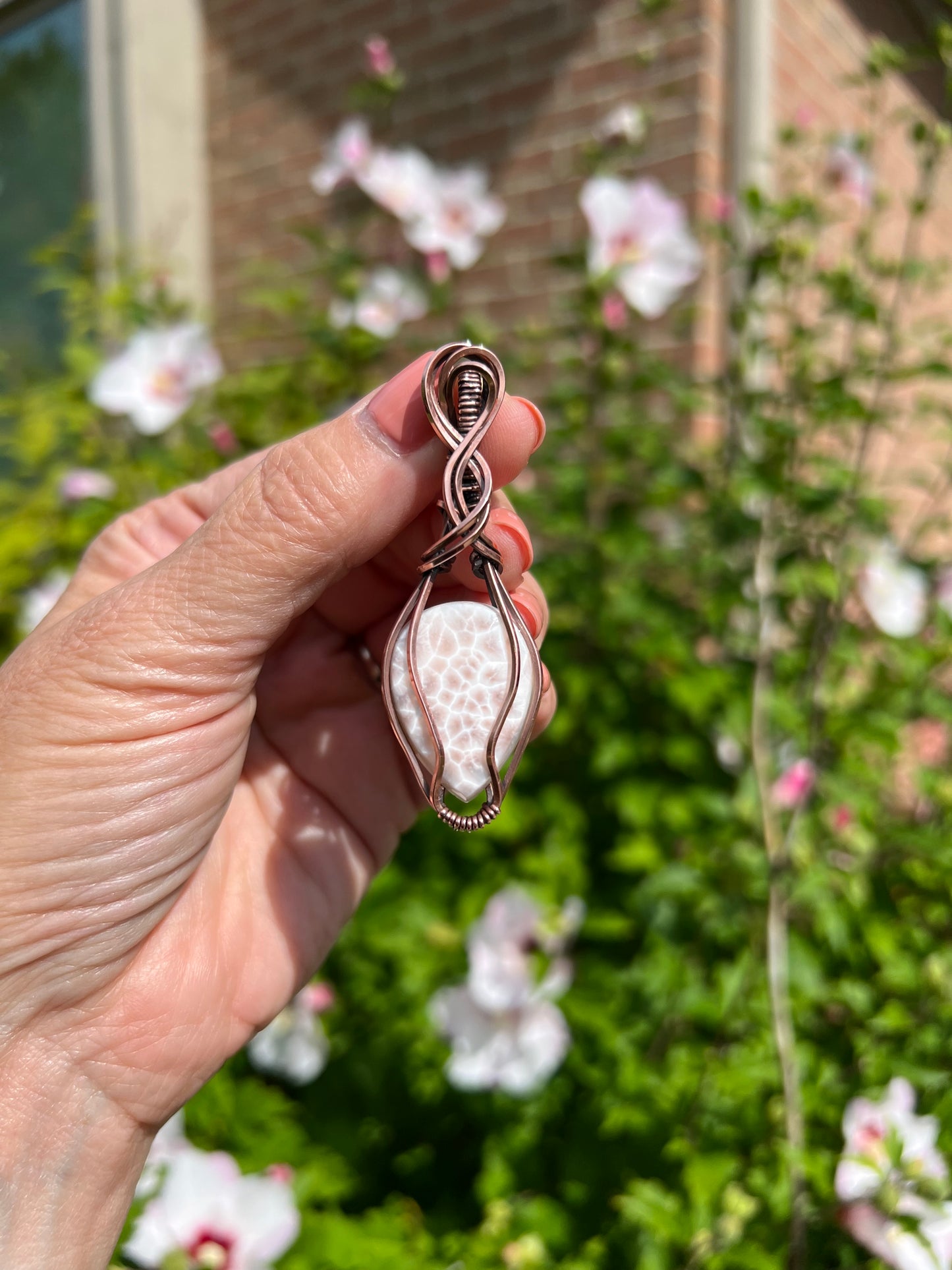 Rose Natrolite Pendant Necklace