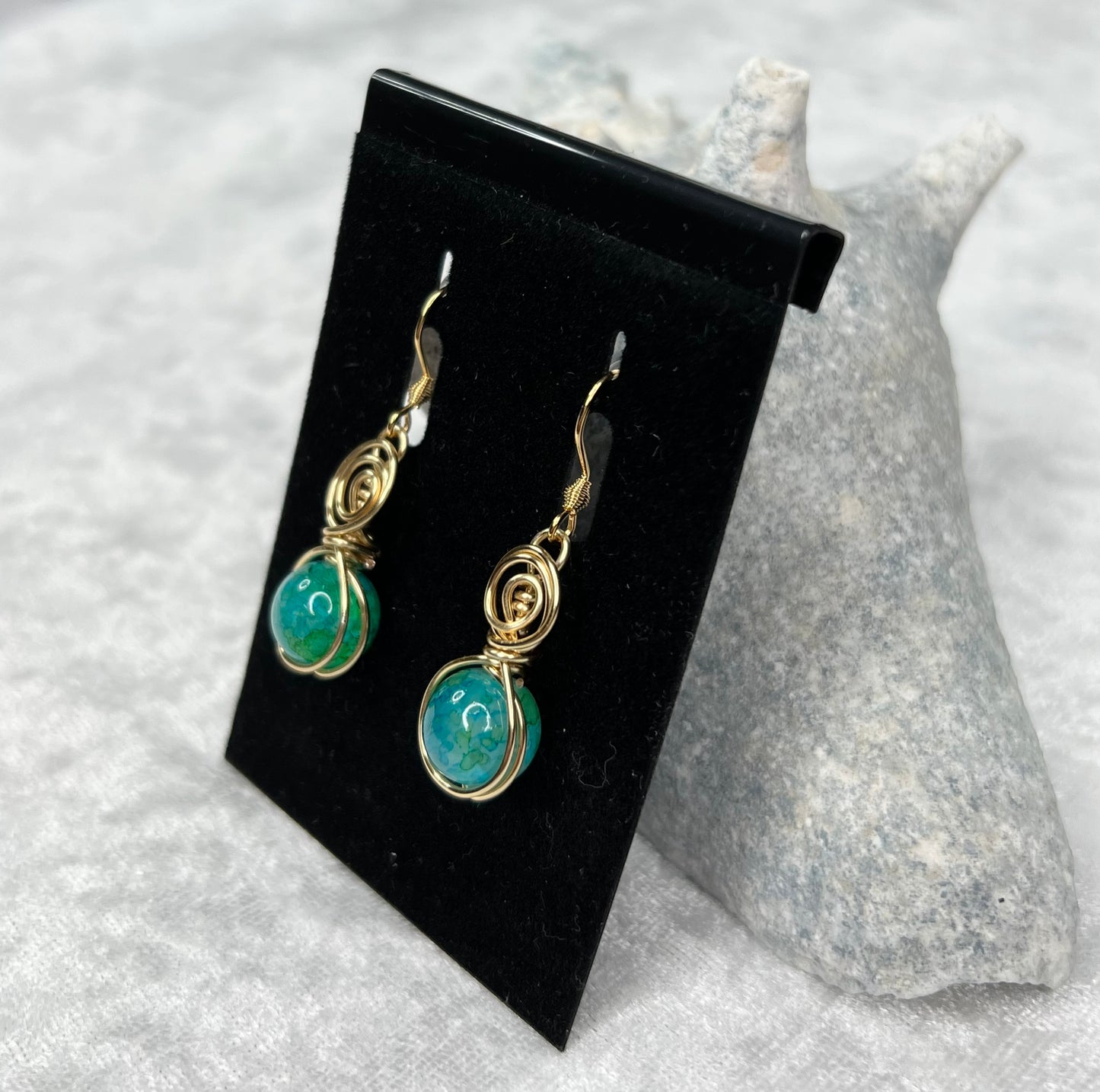 Turquoise/Green & Gold Earrings