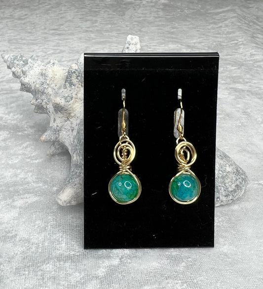 Turquoise/Green & Gold Earrings