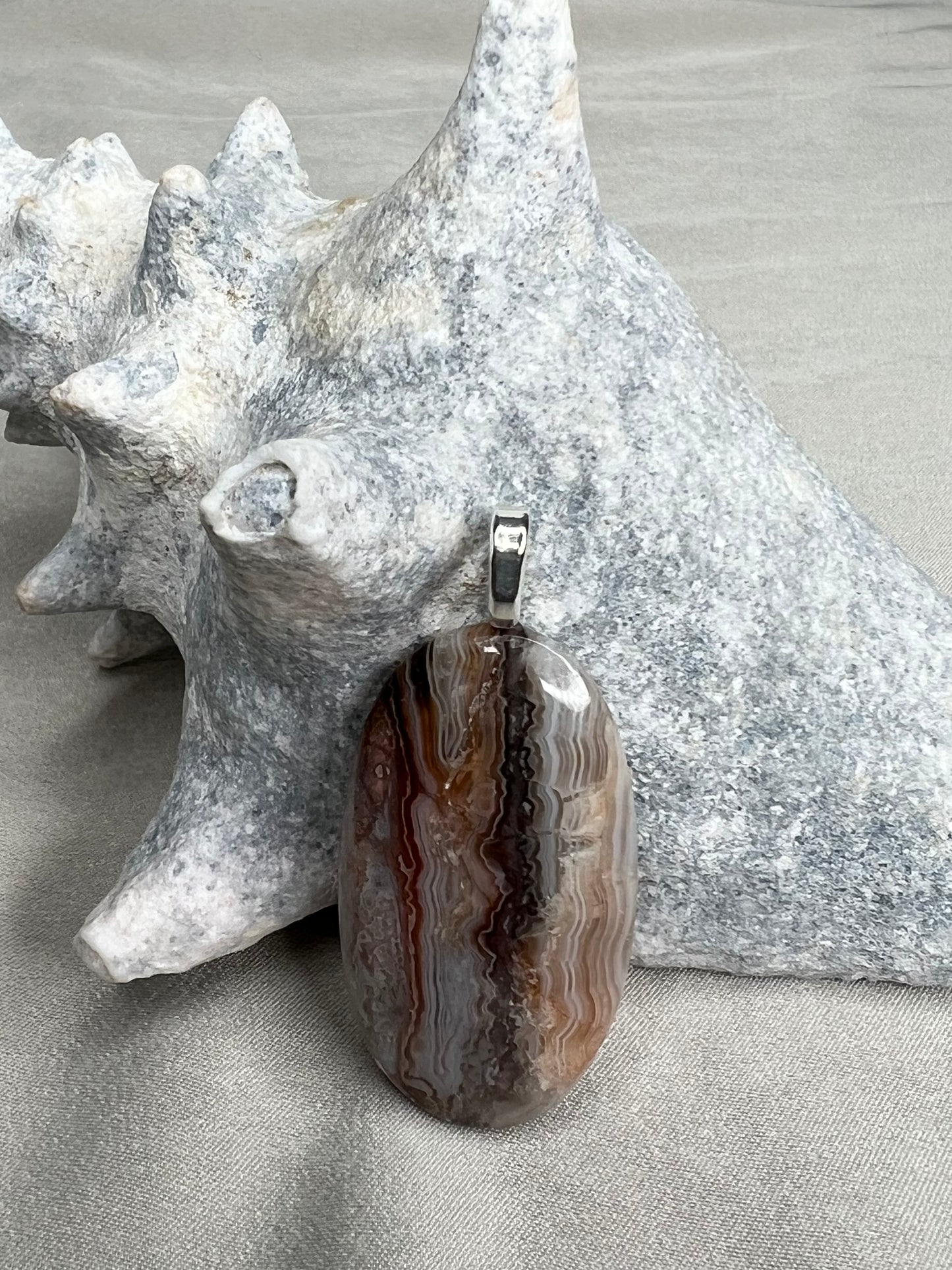 Crazy Lace Agate Pendant Necklace