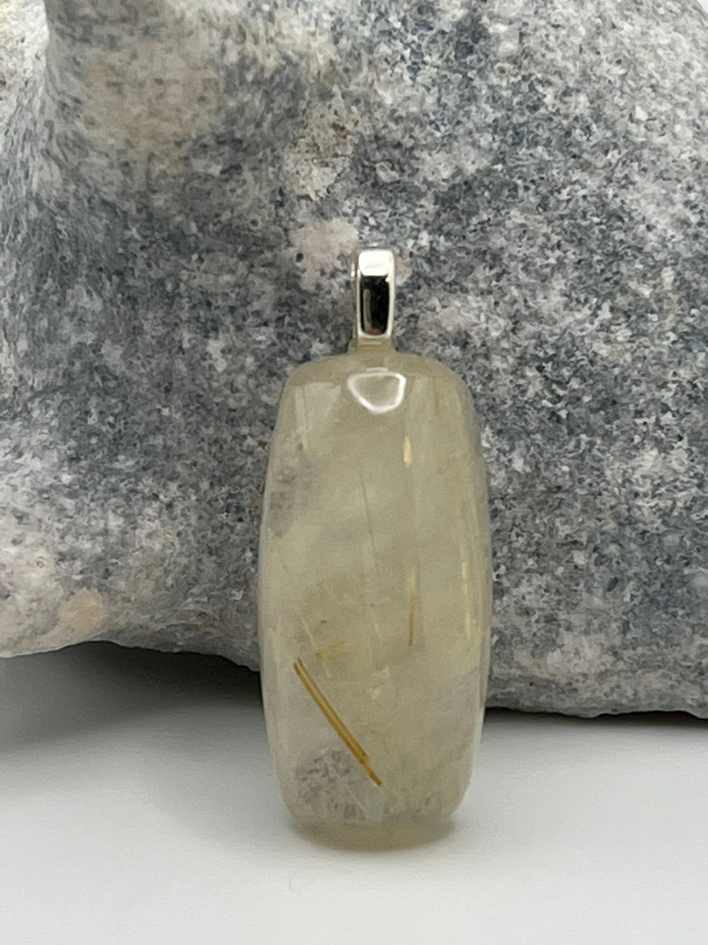 Golden Rutilated Quartz Pendant Necklace