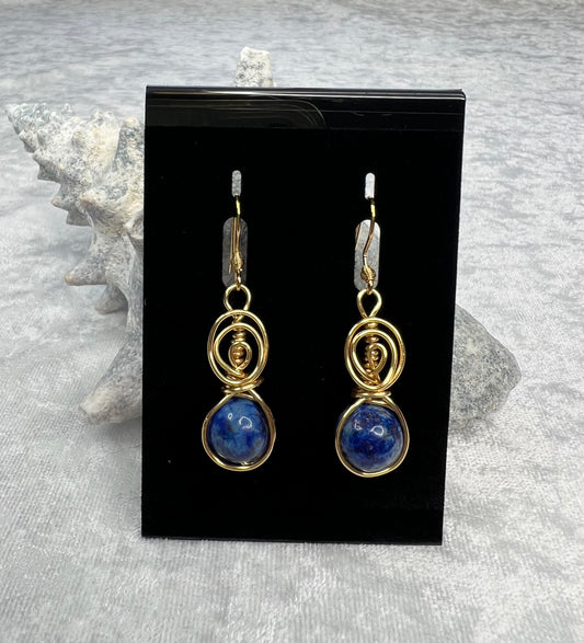 Sodalite Blue & Gold Earrings