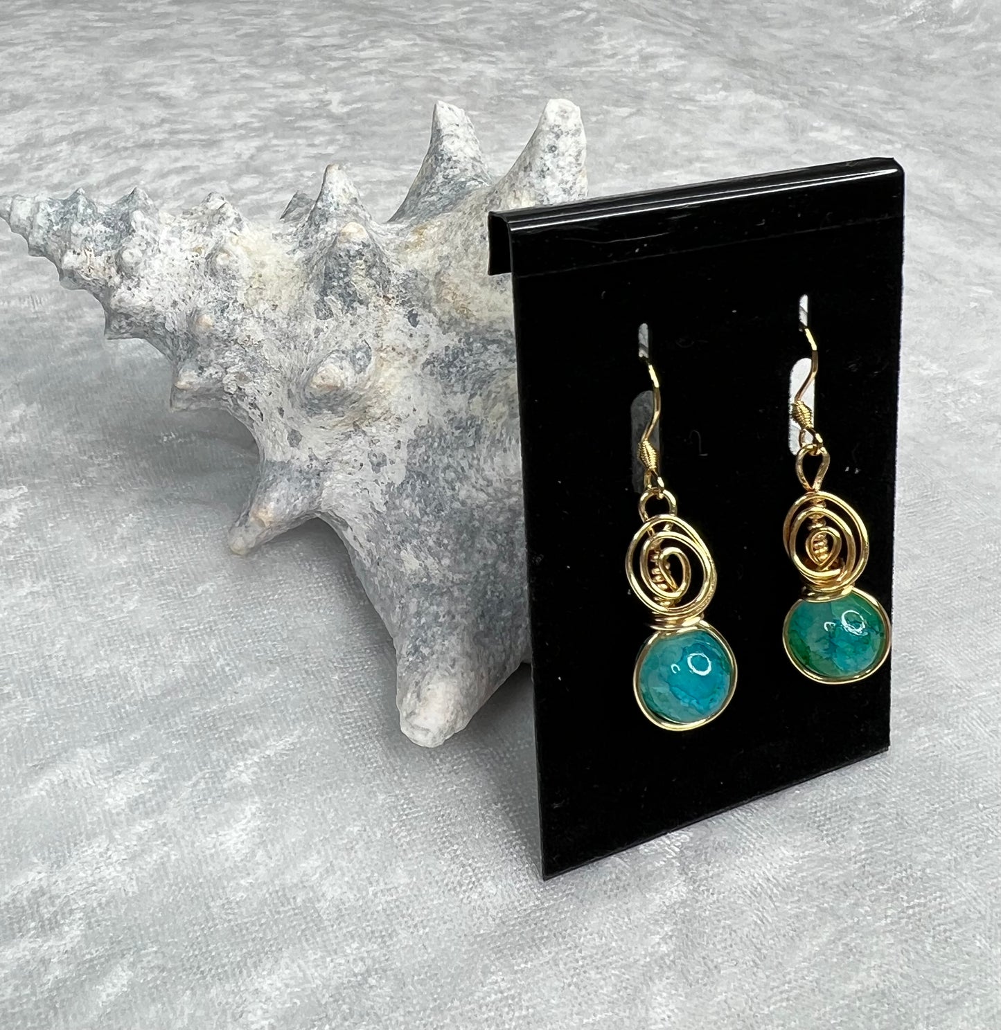 Turquoise/Green & Gold Earrings