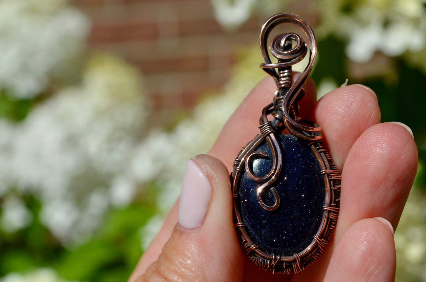 Blue Goldstone Pendant Necklace