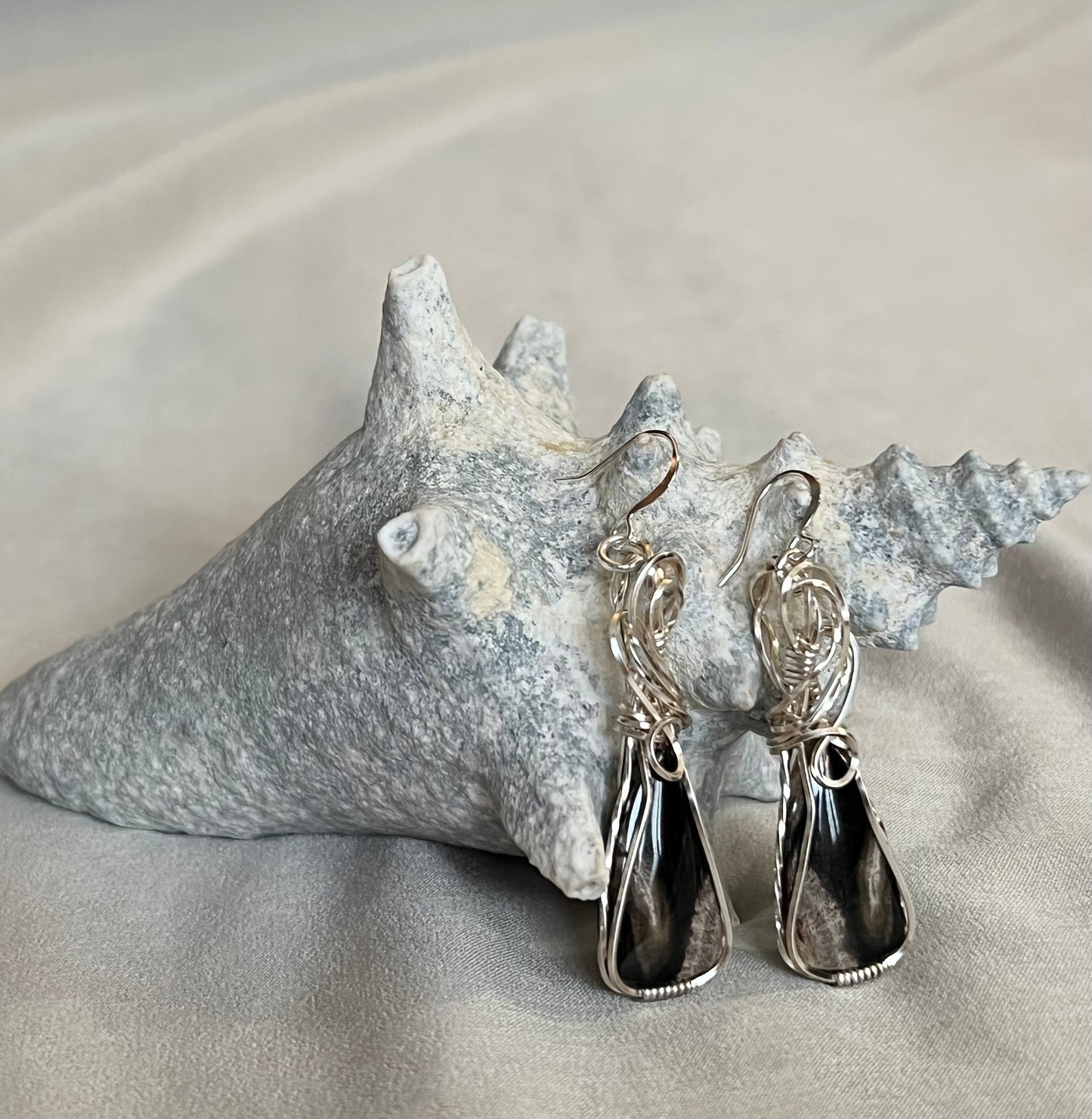 Petrified Wood French Hook Earrings