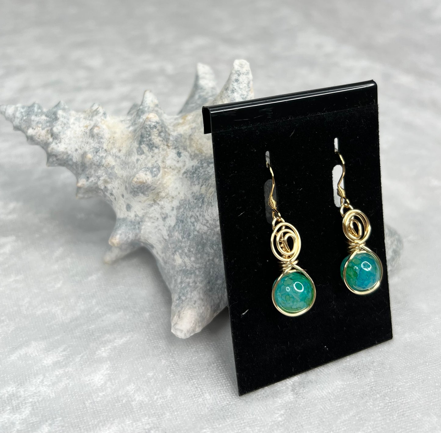 Turquoise/Green & Gold Earrings