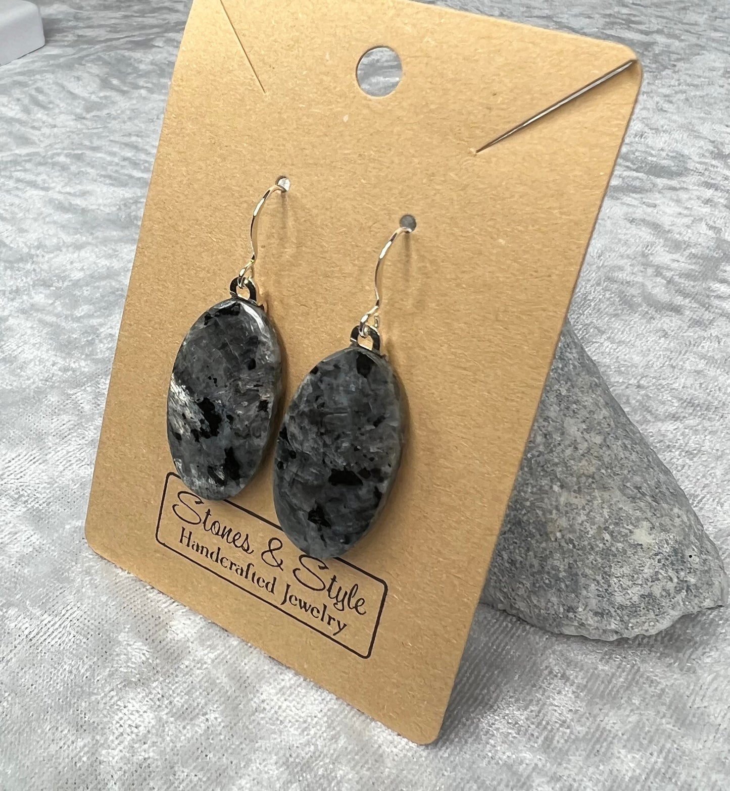 Larvikite French Hook Earrings