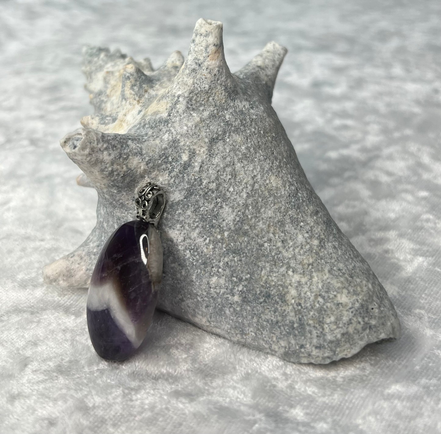 Chevron Amethyst Pendant Necklace