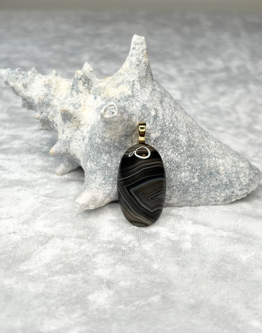 Banded Agate Pendant Necklace