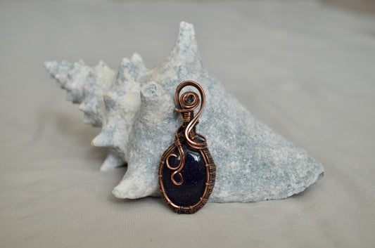 Blue Goldstone Pendant Necklace