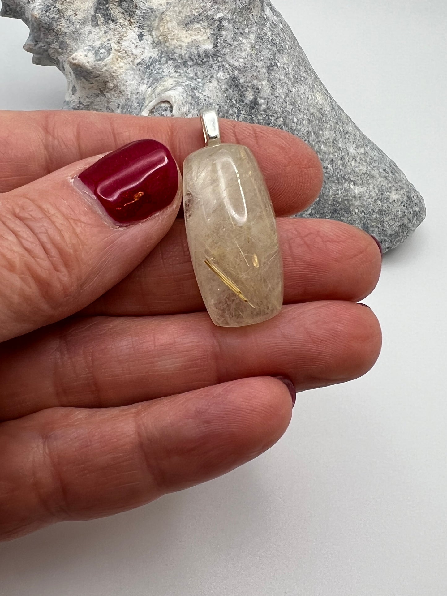 Golden Rutilated Quartz Pendant Necklace