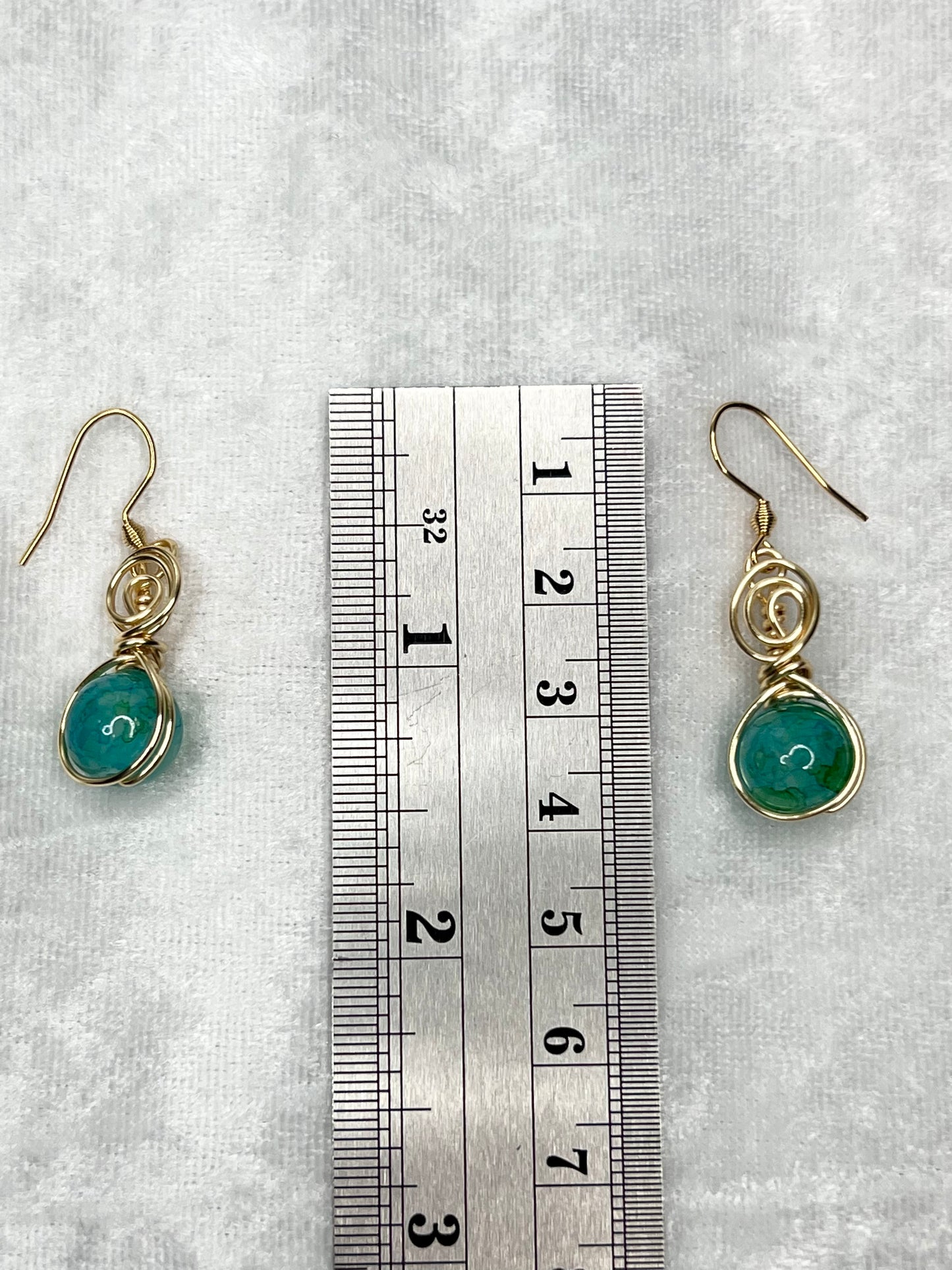 Turquoise/Green & Gold Earrings