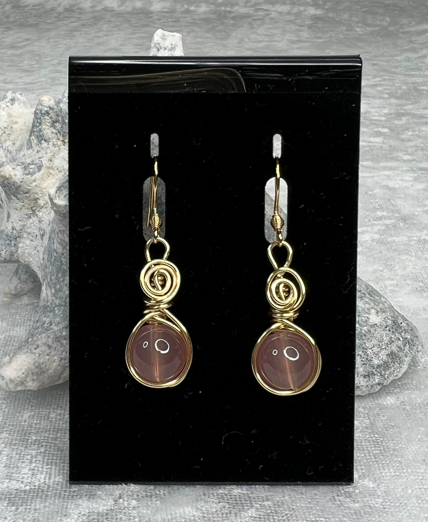 Dusty Rose & Gold Earrings